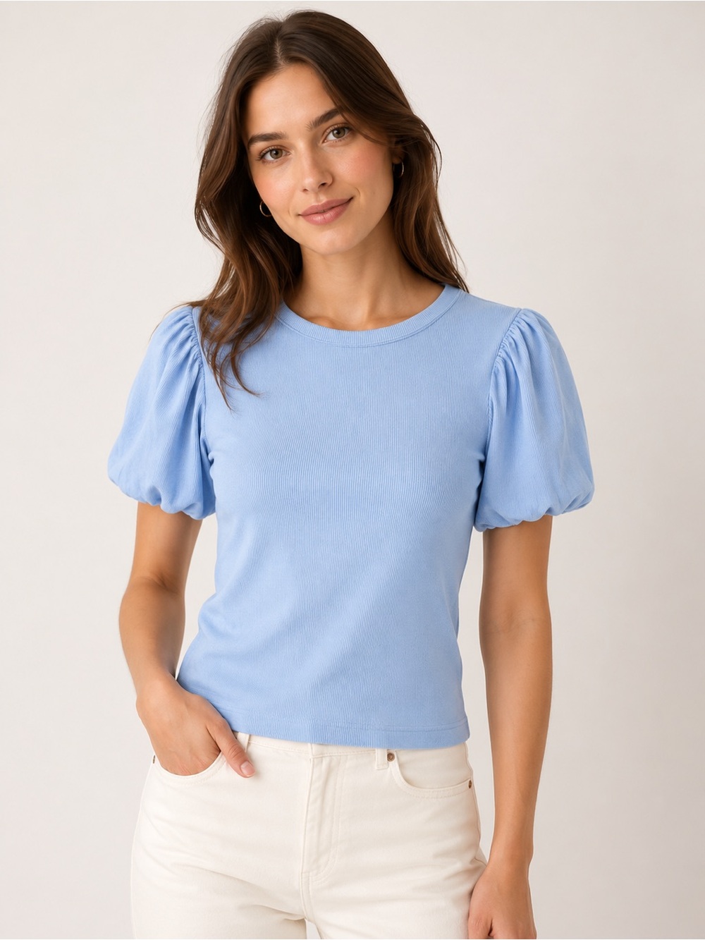Truth Light Blue Puff Sleeve Tee
